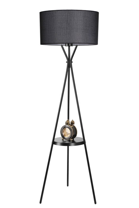 Opviq Lámpara de Pie de Metal Negro con Pantalla de Tela Opviq Lámpara de Pie de Metal Negro con Pantalla de Tela